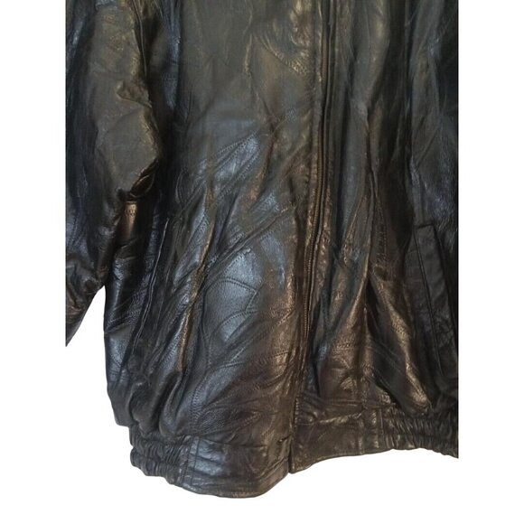 Legacy Leather Jacket Mens Sz Large Black Patchwork Design Zip Up Has Flaws VTG - Picture 5 of 8